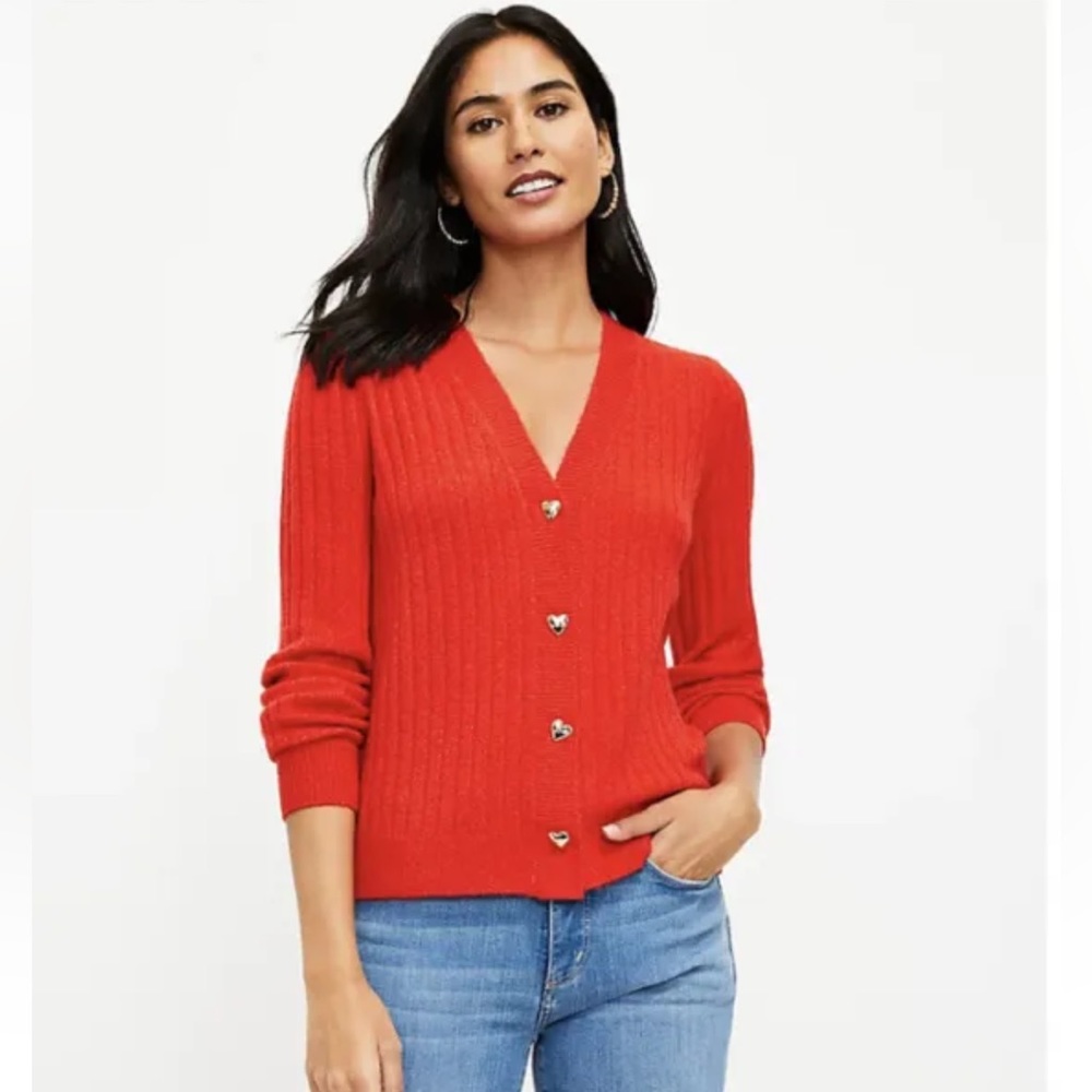 LOFT Red Women's Cardigan Sweater